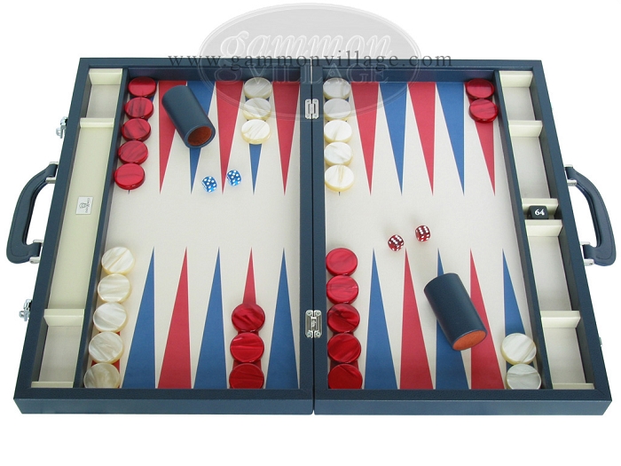 Zaza Sacci Luxury Backgammon Set Leather Microfiber ZS 760 Blue