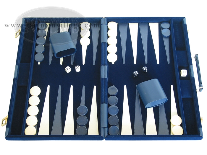 18 inch Deluxe Backgammon Set Blue   Brand New Set with  